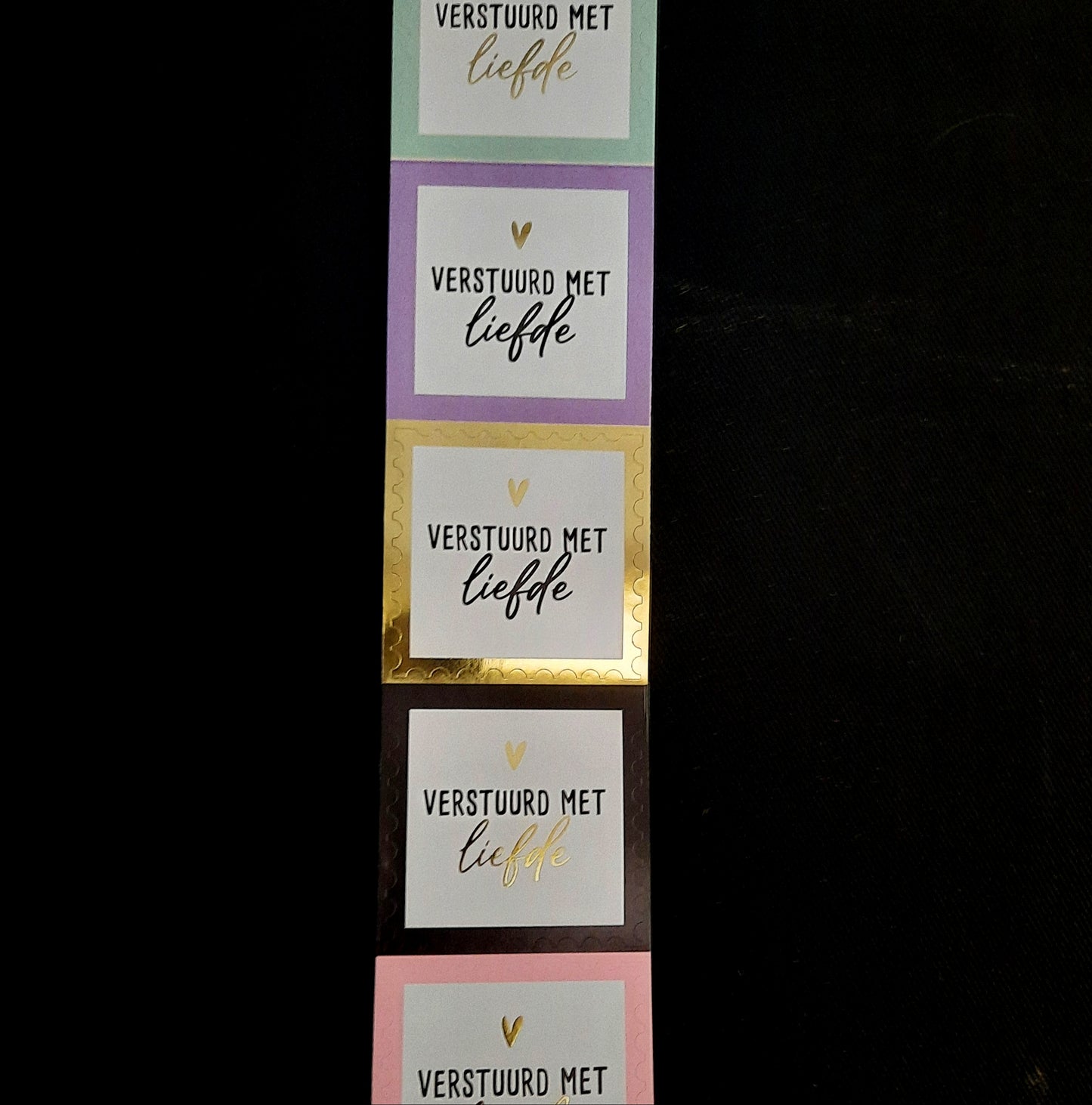 Sticker verstuurd met liefde vierkant
