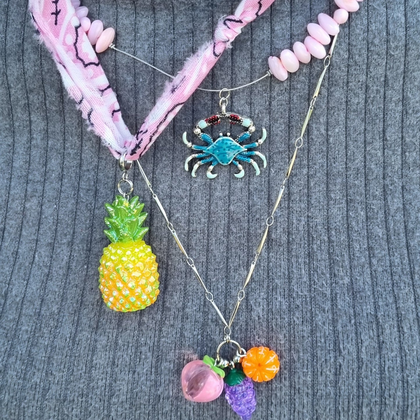 Ketting bandana ananas roze