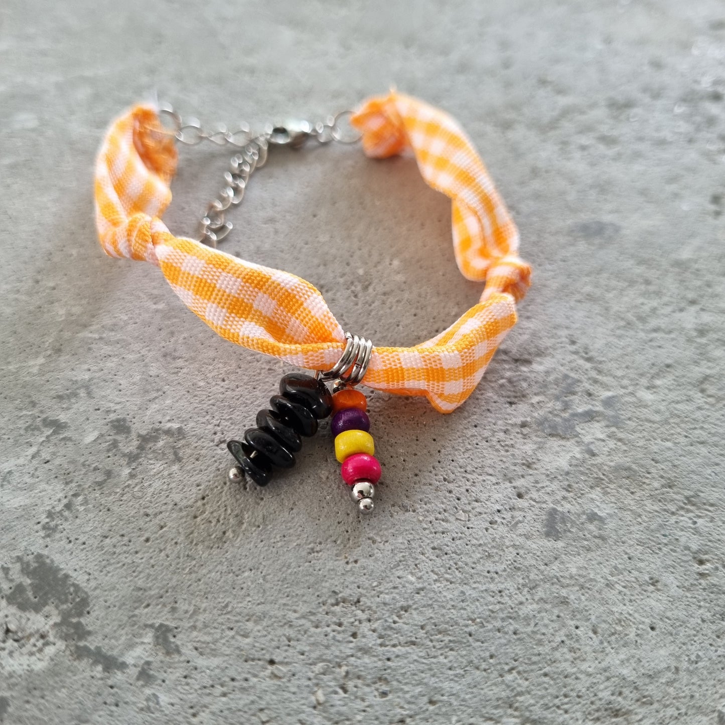 Armband lint bedels natuursteen hout