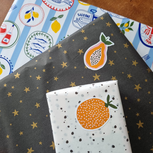 Sticker fruit banaan sinaasappel