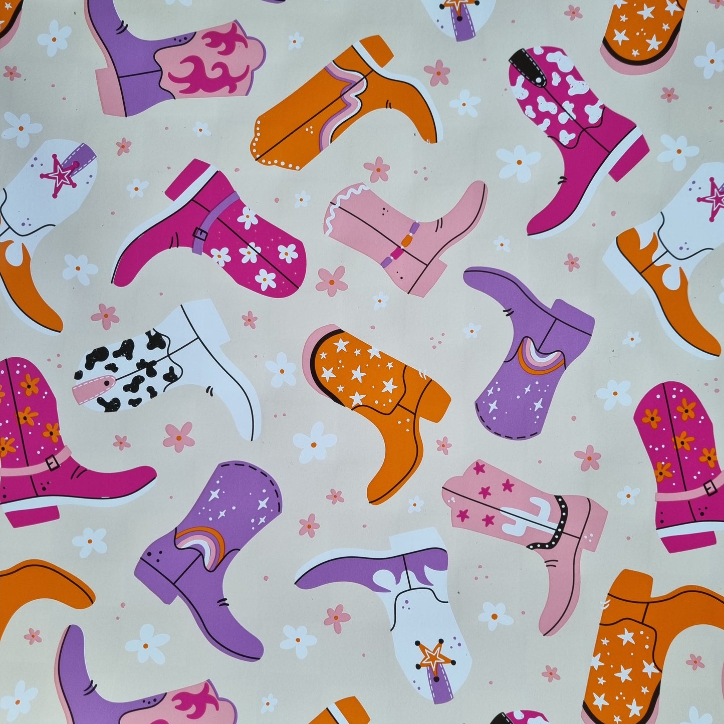 Cadeaupapier cowboyboots geblokt