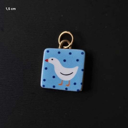 Bedel tag gans stipjes blauw