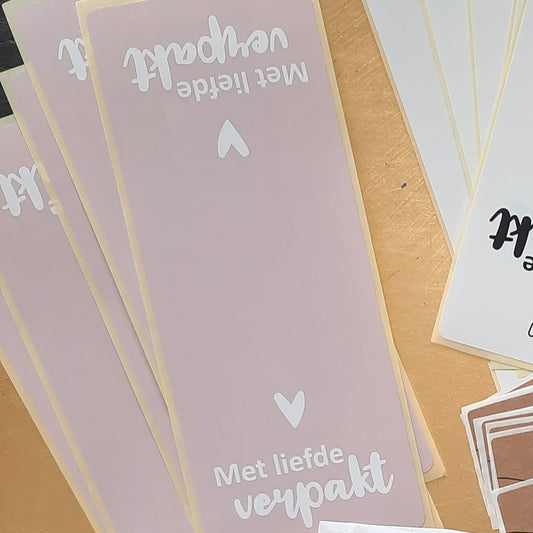 Sticker met liefde verpakt hart XL