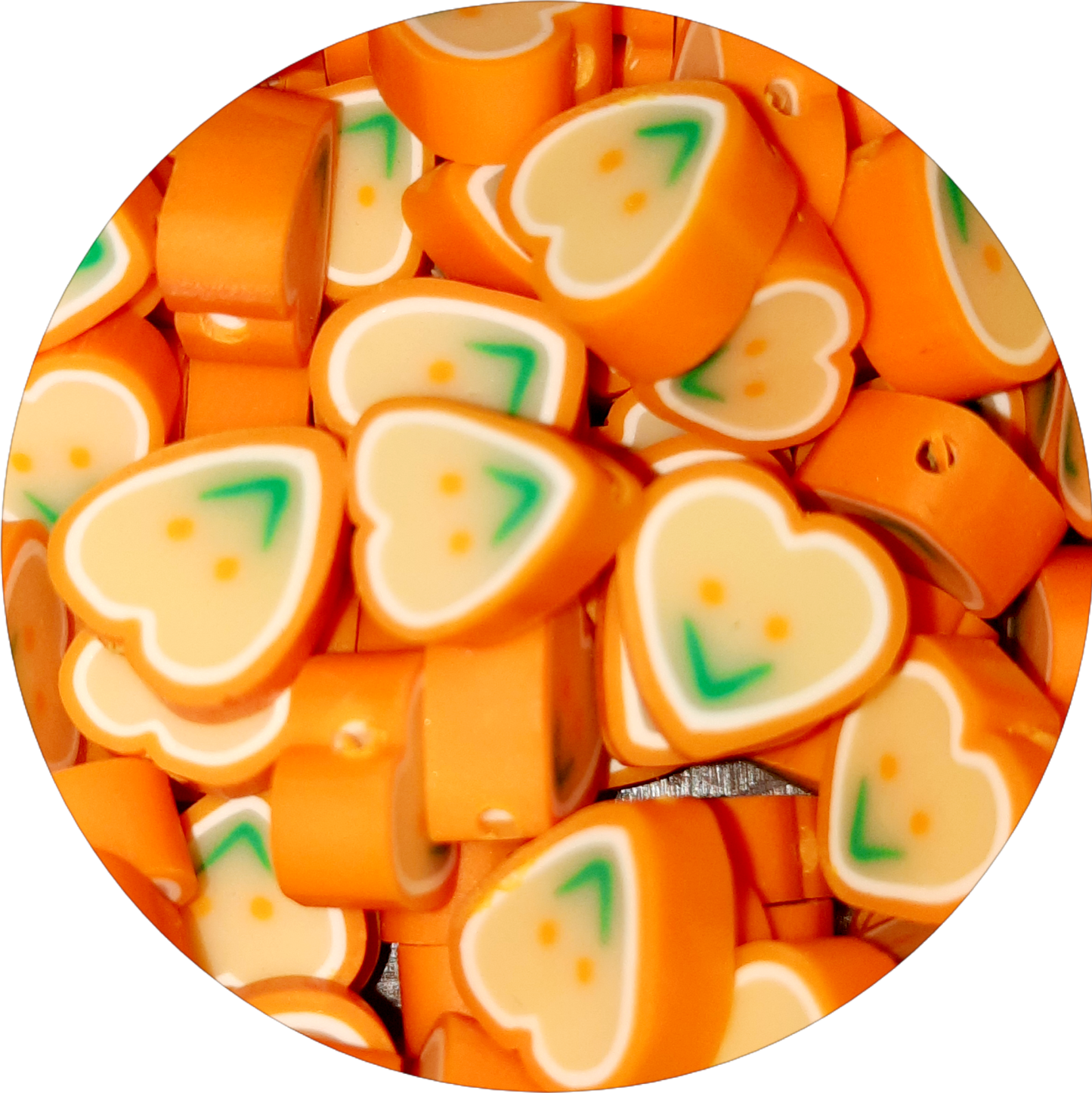 Polymeerkralen hartjes smiley oranje