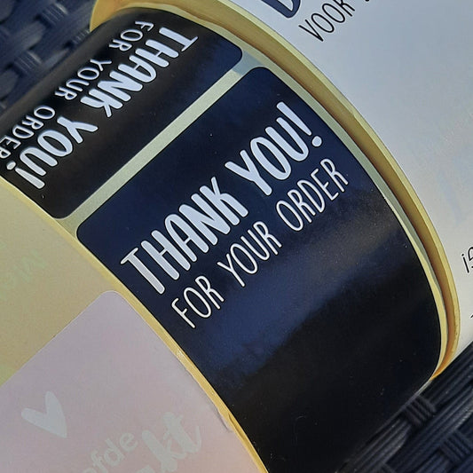 Sticker thank you for your order zwart XL