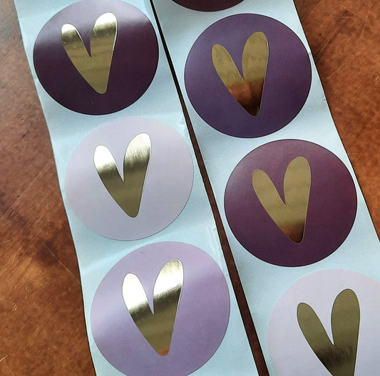 Sticker hartje rond paars