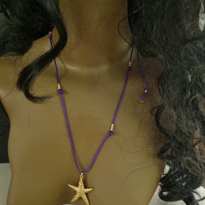 Ketting satijnkoord zeester goud