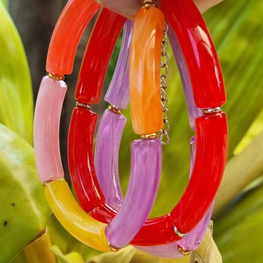 Armband tube kralen gebogen rood