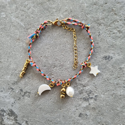 Armband koord schelp parel