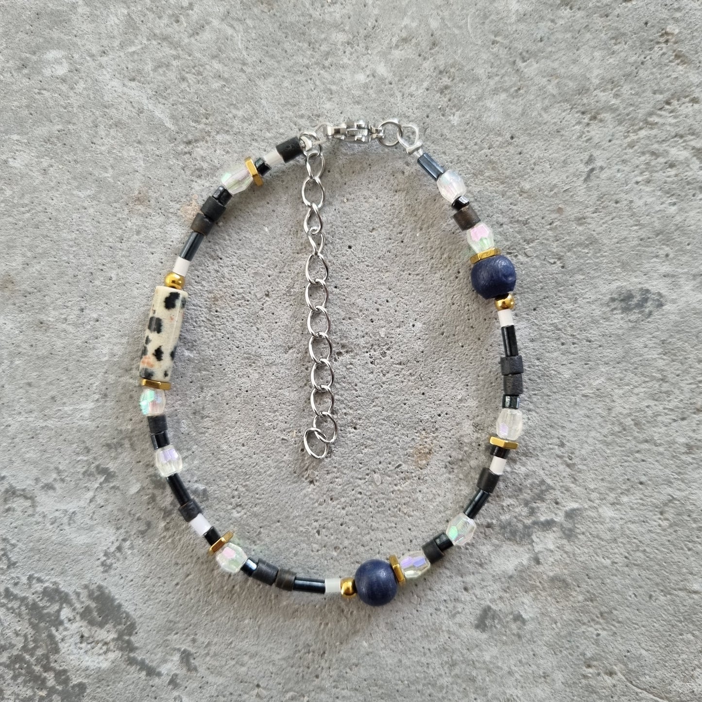 Armband kralen bamboe natuursteen hout