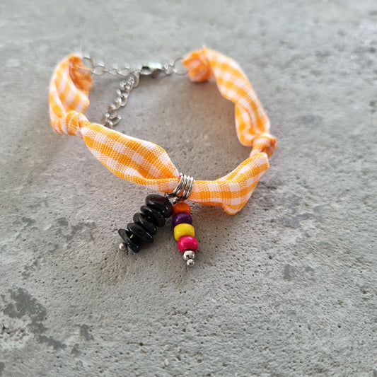 Armband lint bedels natuursteen hout