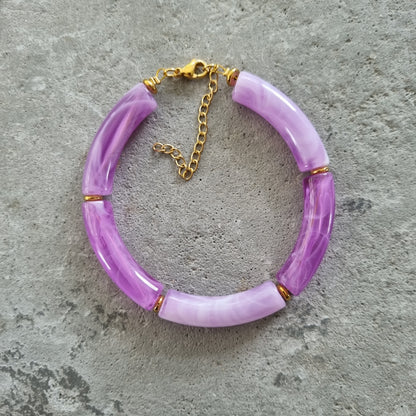 Armband tube kralen gebogen lila