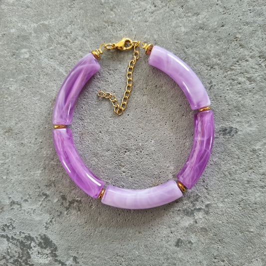 Armband tube kralen gebogen lila