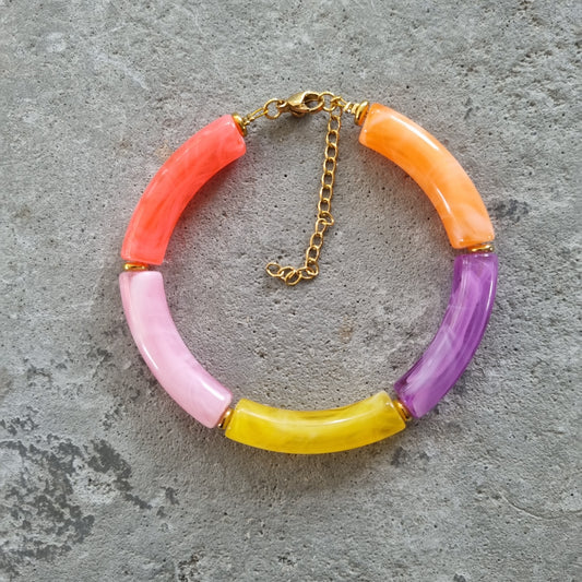 Armband tube kralen gebogen gekleurd