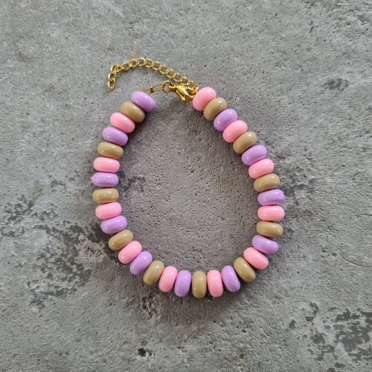 Armband snoepketting rondellen pink