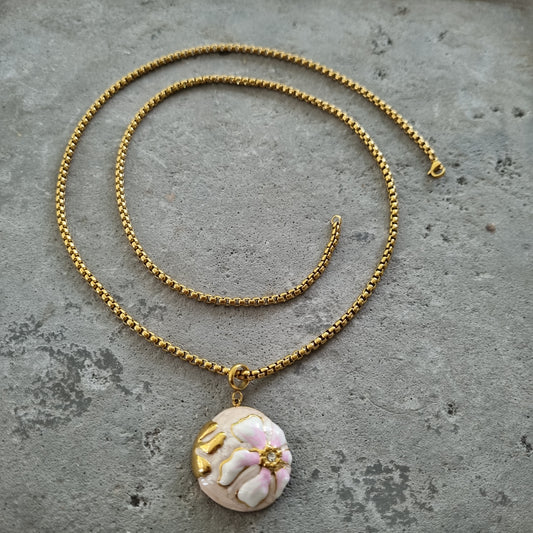 Ketting extra lang bloem goud