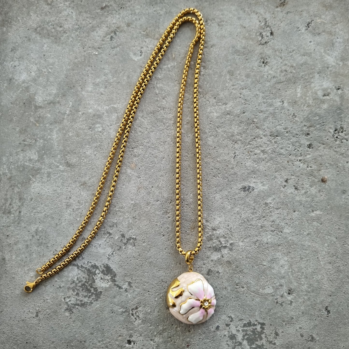 Ketting extra lang bloem goud