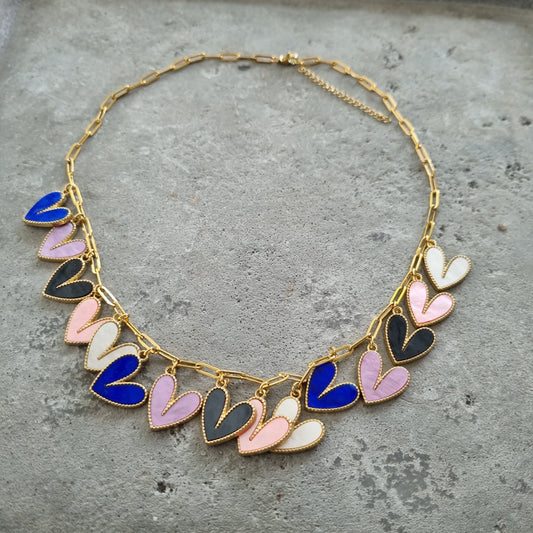 Ketting hartjes schakels goud