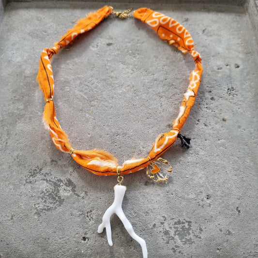 Ketting bandana koraal oranje