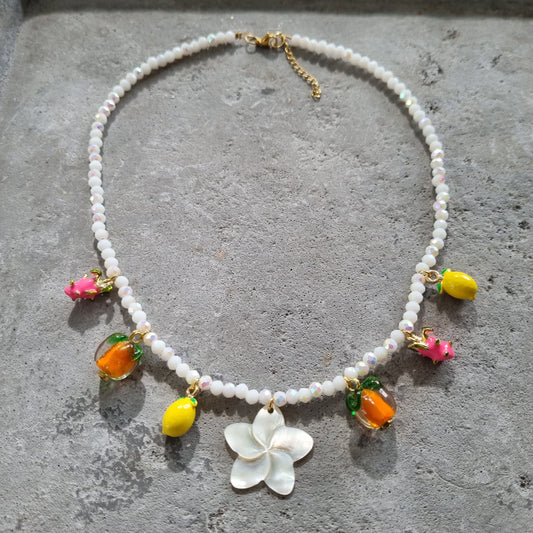Ketting bloem hanger natuurlijk schelp kralen