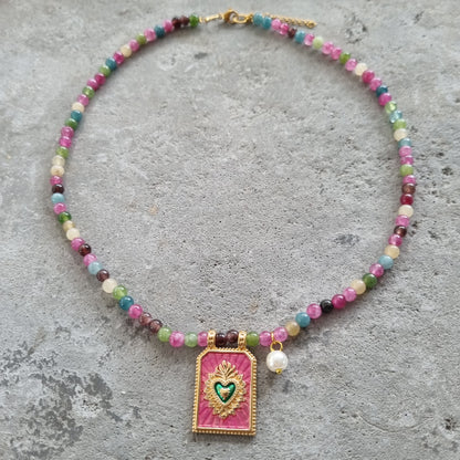 Ketting kralen natuursteen tag