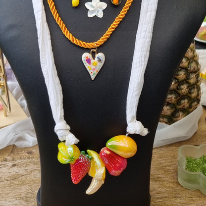 Ketting stof fruitkralen groot