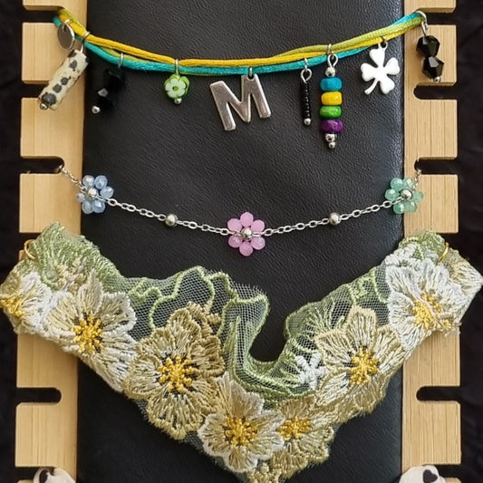 Armband bloemen stoffen lint