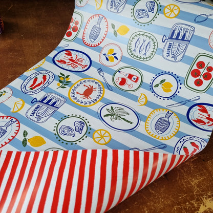 Cadeaupapier mediterraans gestreept