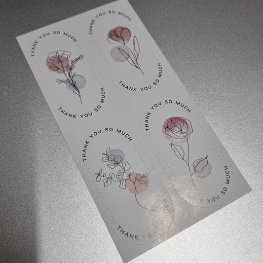Stickervel thank you bloemen