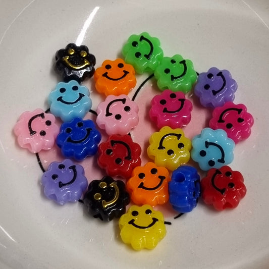 Kraal acryl smiley bloem