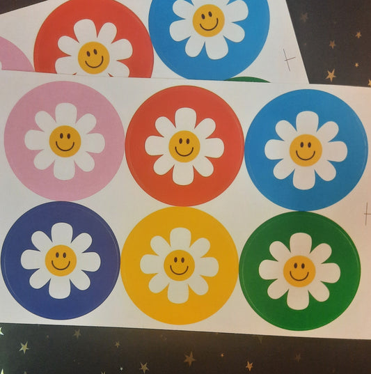 Stickervel bloemen smileys