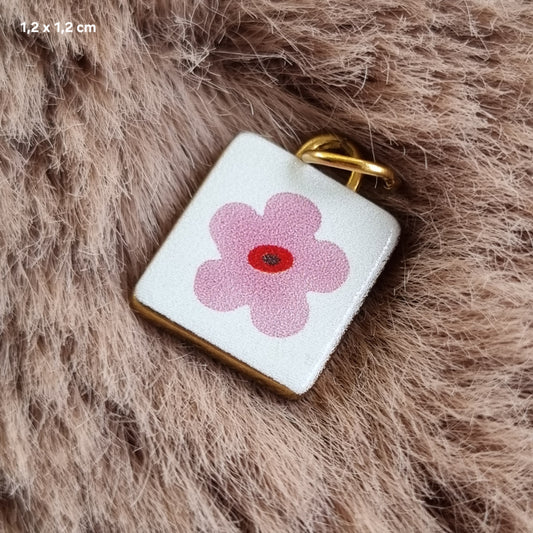 Bedel tag bloem roze