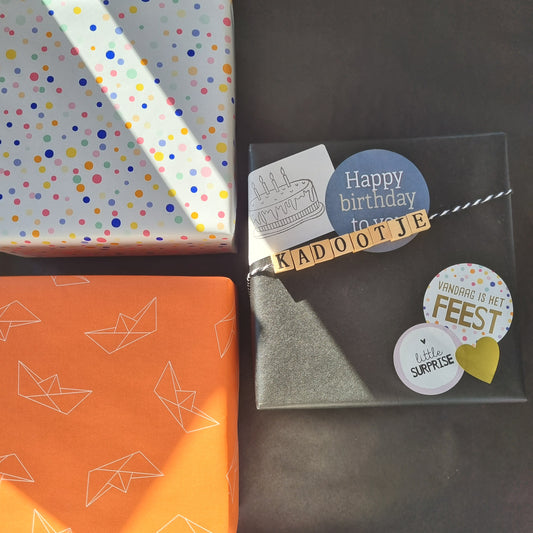 Cadeaupapier effen zwart, zilver