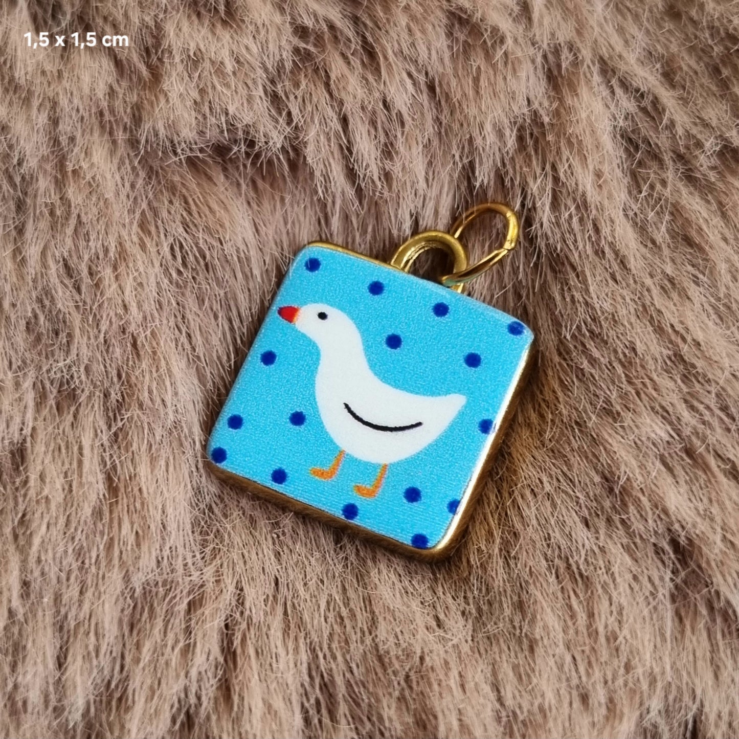 Bedel tag gans stipjes blauw