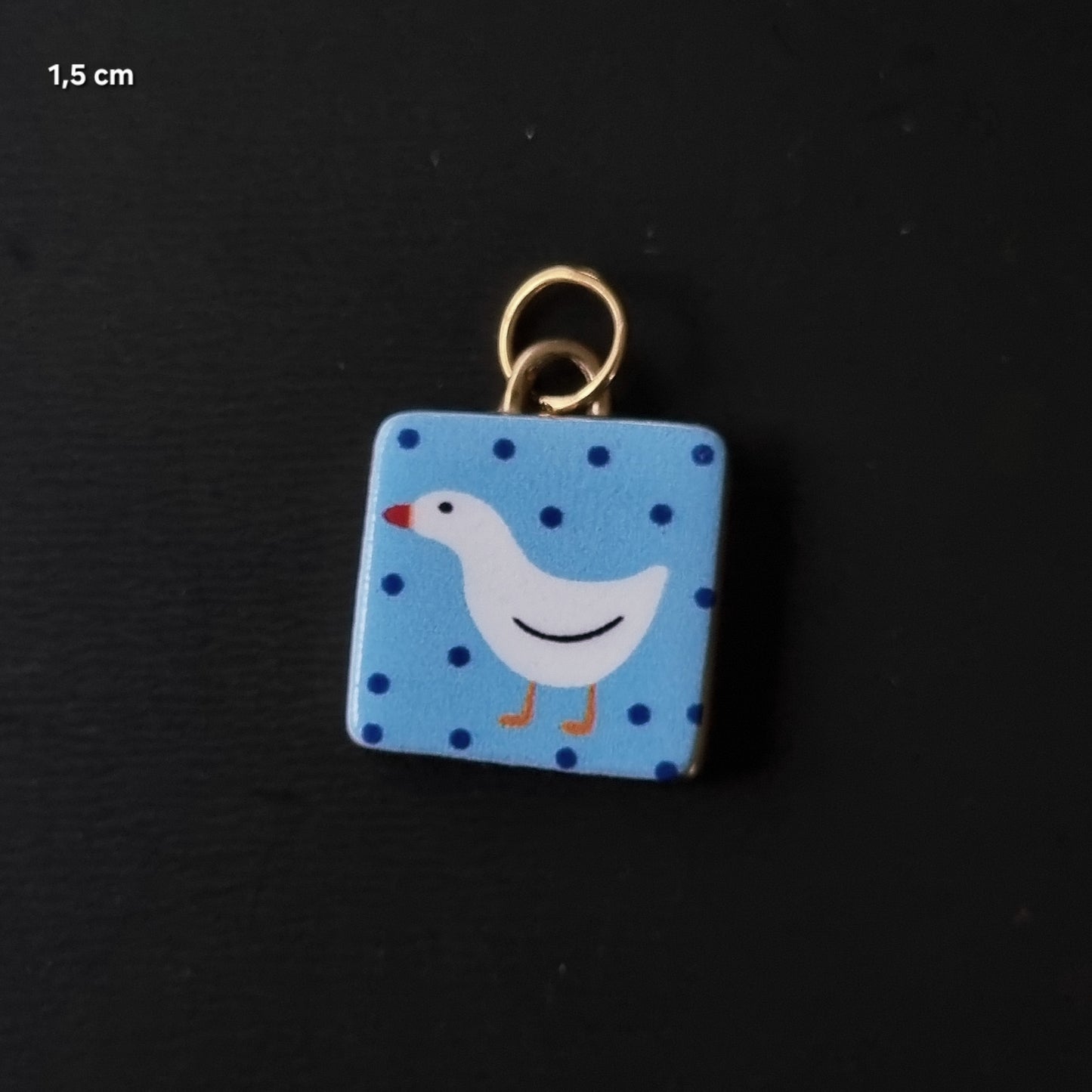 Bedel tag gans stipjes blauw