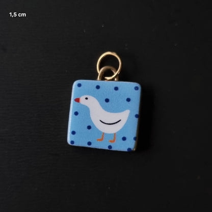 Bedel tag gans stipjes blauw
