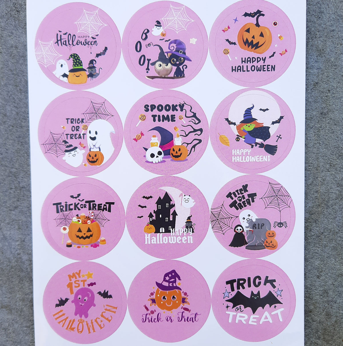 Stickervel halloween roze