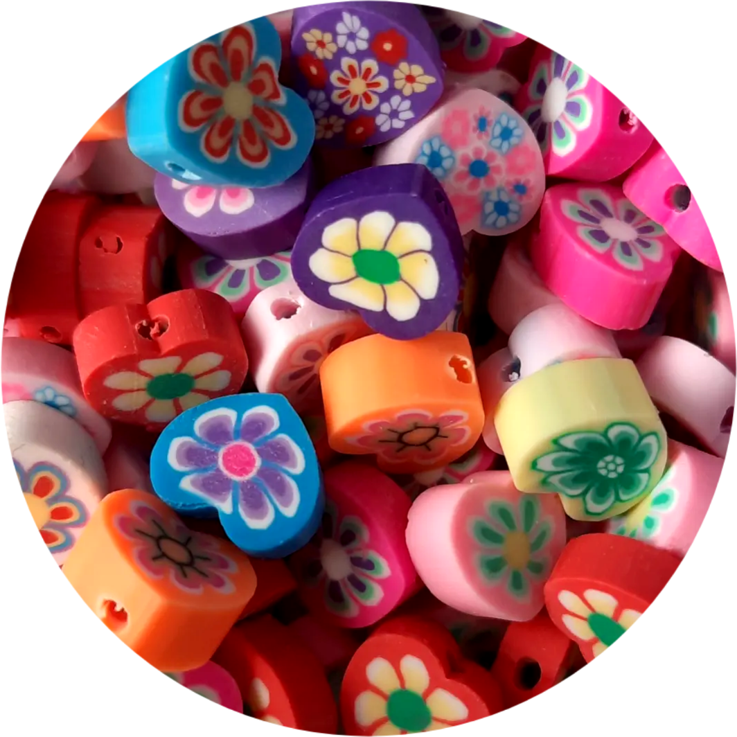 Polymeerkralen hartjes bloemen