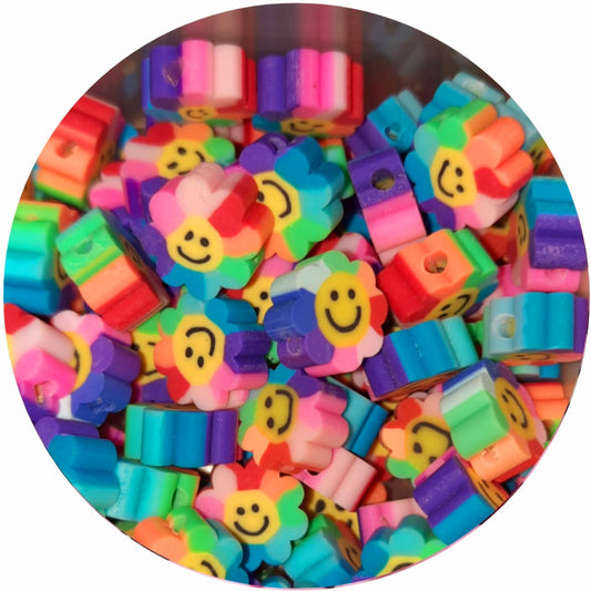 Polymeerkralen bloemen regenboog smileys