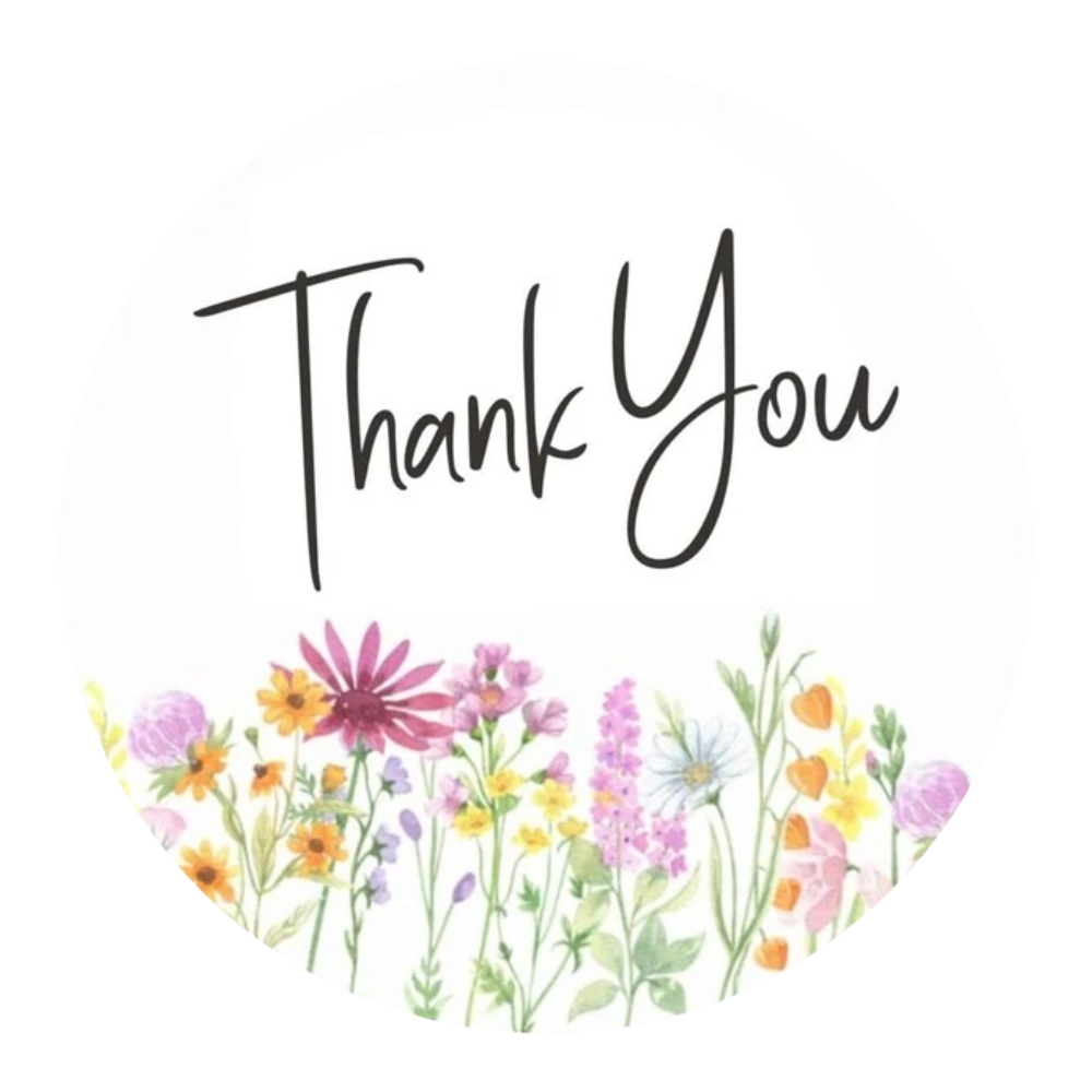 Sticker thank you bloemen