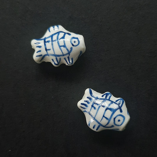 Kraal keramiek vis delfts blauw