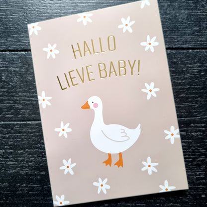 Kaart hallo lieve baby gans