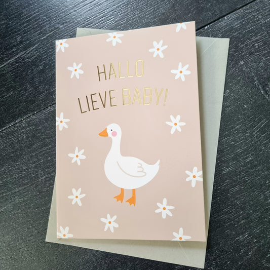 Kaart hallo lieve baby gans