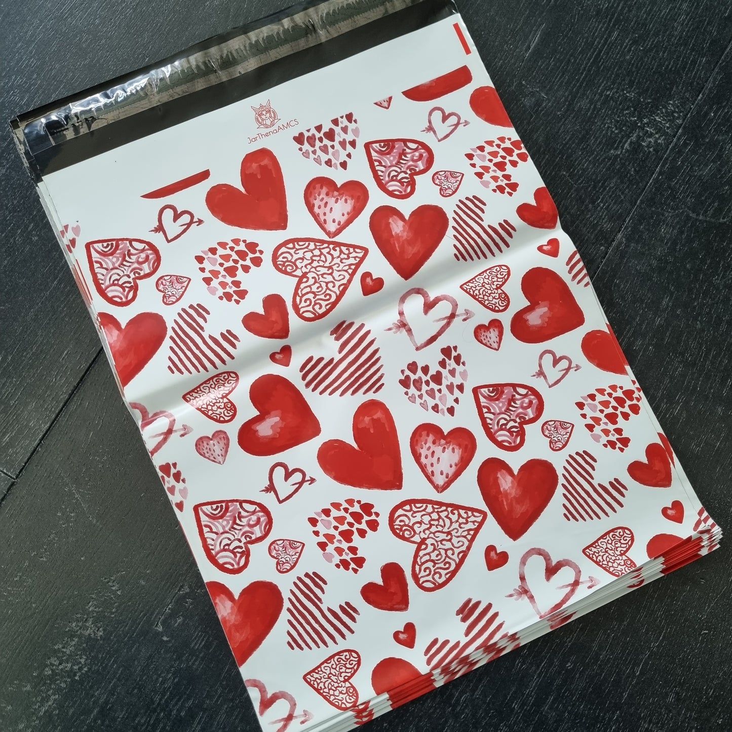 Verzendzakken hartjes rood