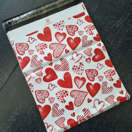 Verzendzakken hartjes rood