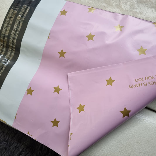 Verzendzakken sterren roze